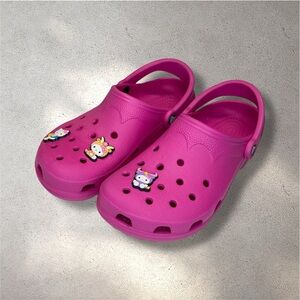 Pink Crocs Classic Clogs w/ Hello Kitty Jibbitz Charms Cute Comfort